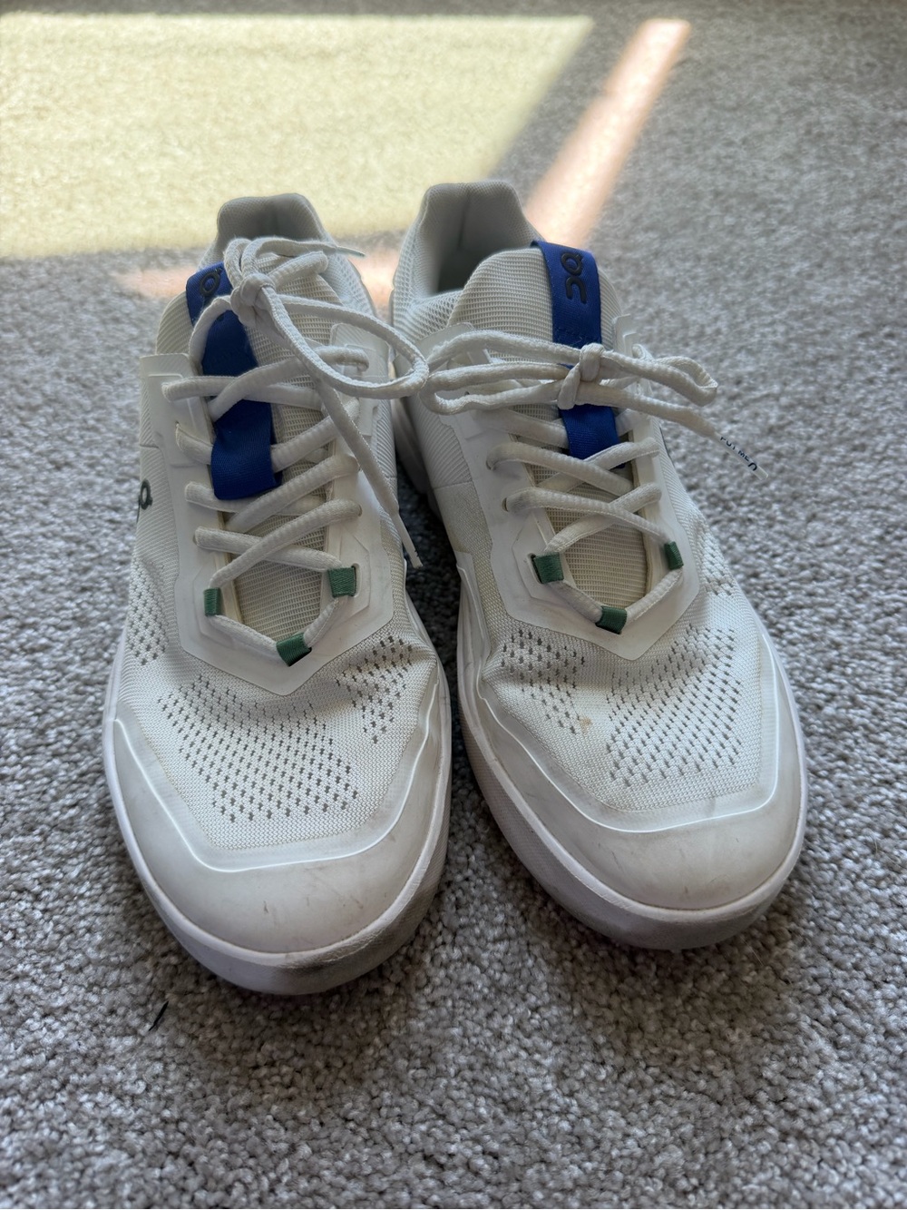 On Running The Roger White Sneakers with Blue and Green Accents